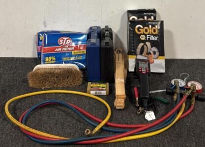 CPS Manifold Gauge Set, (4) Engine Filters, (2) Pistol Cases, Innova Digital Timing Light, & More