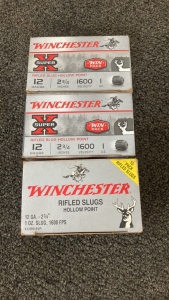 (3) Full Boxes Winchester 12 Gauge Rifled Slugs