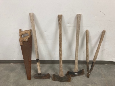 Three Axes, Hand Saw, And Gardning Sheers