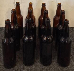 (12) Vintage Glass Beer Bottles
