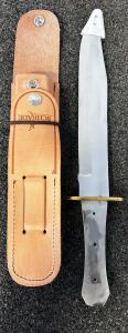 14.5" Overall Length Stainless Steel Knife With Schrade Leather Sheath