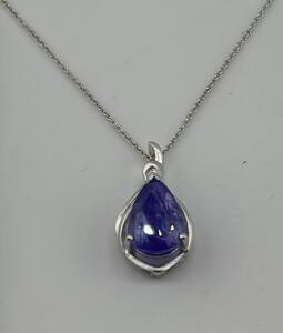 Tanzanite Zoisite Necklace, 5.92 ct Pear, 925 Sterling Silver, Serial: K26-E2/B31325-09