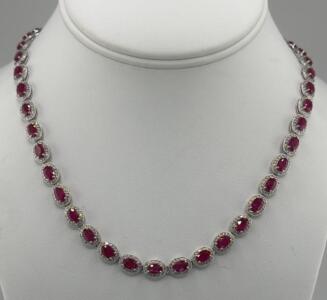 Burmese Ruby & Diamond Necklace, 25.59 cts Rubies, 3.69 cts Diamonds, G.I.A Certified
