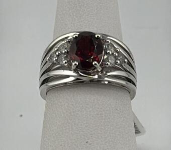 Garnet & Diamond Sterling Silver Ring, 2.05 ct Garnet, 0.54 ct Diamonds, Appraised $4,680