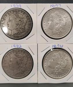 Morgan Silver Dollars 1882, 1889, 1896, 1897 - U.S. Mint