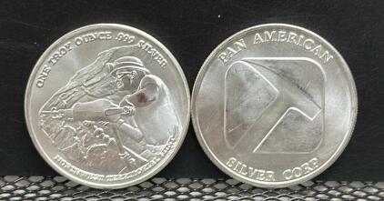(2) Pan American Silver Corp 1 Troy Ounce .999 Silver Bullion Coins