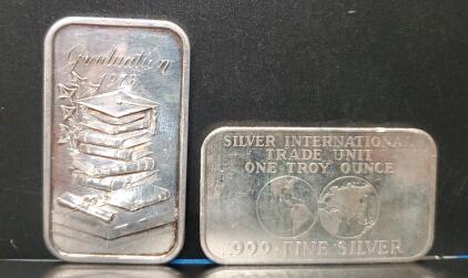 Graduation 1978 Silver Bullion Bar, 1 Troy Ounce, 999 Fine Silver