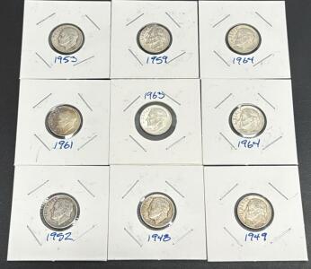 Set of 1948-1964 Roosevelt Dimes (90% Silver)