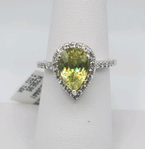14K White Gold Ring with 4.00 Carat Yellow Sapphire, Diamond Accents, Appraisal $11,125