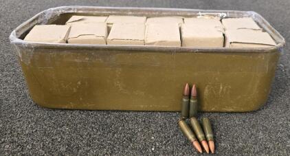 Vintage Military Ammo Can With (30) Boxes Of 7.62x39mm Ammo