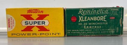 Western Super-X Power Point 30-30 Winchester 150 Gr. soft PT. Bullets W/ Remington Kleanbore 30-30 Winchester Express 150 Gr. Soft Point Core-Lokt Bullets