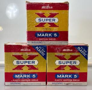 (3) Vintage Western Super-X Mark5 Plastic Shotgun Shells 25/12 Ga.