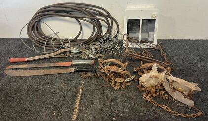 Collection Of Traps, Machetes, Ratchet Winch Hoist, Wall Mount Heater & More