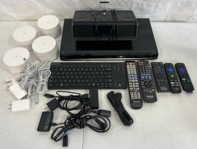 (4) Google Wifi Routers, iHome iDL43B Dual-Charging Stereo FM Clock Radio, Panasonic DMP-BD35 Blu-ray Disc Player, (2) Roku Streaming Devices & More