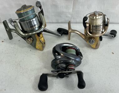 (3) Fishing Reels &mdash; Shimano Chronarch CI4+ 151HG Left Hand Baitcasting Reel, Shimano Symetre 4000FJ Spinning Reel & Shimano Sedona 1500FB Spinning Reel