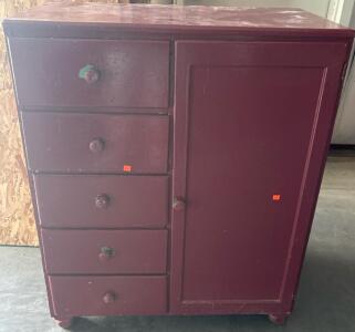 Red Cabinet H 3&rsquo; 7.5&rdquo; W 2&rsquo; 11&rdquo; L 1&rsquo; 6&rdquo;