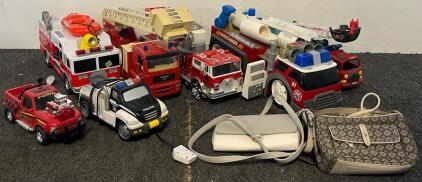 Toy Fire & Police Trucks & Purses
