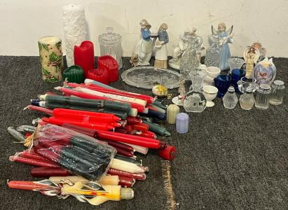 Collection Of Candles & Candlesticks, Glassware & More