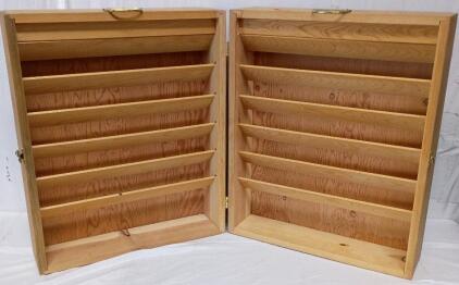 Handcrafted Wooden Display Case, Possibly for a Collection of Small Items Such as Knives, Baseballs, or Other Memorabilia. 24"X20"X10"