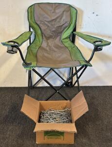 Coleman Collapsible Camping Chair & Box of Metal Rods