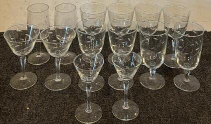 (14) Cherbourg French Lead Crystal Glasses