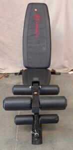 Marcy Deluxe Utility Weight Bench. It Features an Adjustable Back That Can Be Set to Flat, Incline, Decline, and Military Positions.
