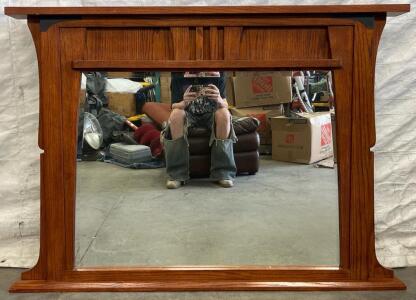 Vintage Style Wooden Mirror / L52.5&rdquo;xW4&rdquo;xH38.5&rdquo;