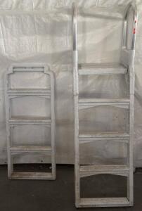 White Pool Ladder H 6&rsquo; 2&rdquo; W 1&rsquo; 10&rdquo; L 1&rsquo; 10&rdquo;, H 4&rsquo; 5&rdquo; W 1&rsquo; 10&rdquo; L 3&rdquo;