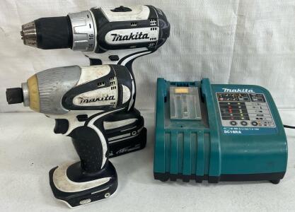 (2) Makita 18V Cordless Drill / Drivers, Battery & Battery Charger