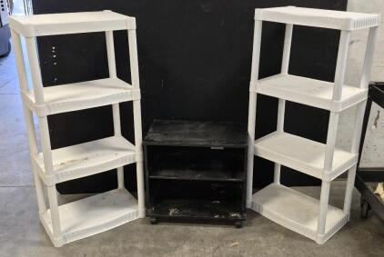 2 Plastic Shelves, Small Shelf With Wheels