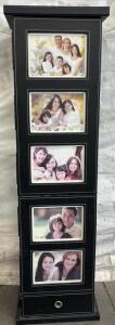 Leather Wrapped Photo Album Display Cabinet / 8&rdquo; L x 11&rdquo; W x 43&rdquo; H