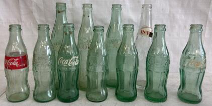 (11) Vintage Glass Coke Bottles