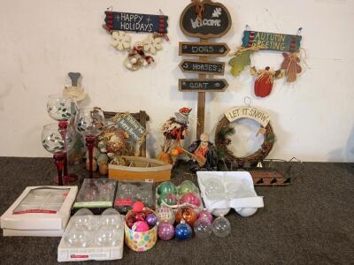 Halloween And Christmas Decorations, (3) Candle Holders And Much Much More