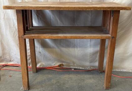 Vintage Wood Desk H 2&rsquo; 6.5&rdquo; W 3&rsquo; .5&rdquo; L 1&rsquo; 7&rdquo;