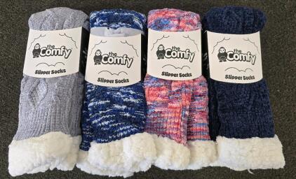 (4) "The Comfy" Slipper Socks, Brand New Woman's Size 6-10