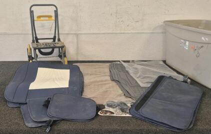 Car Seat Covers, Car Floor Mats, Step Stool With Wheels.