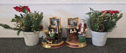 Santa Claus Book Ends By Bradford Exchange, (2) Faux Potting Decor