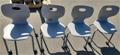 USA Capitol School Chair, Ruckus Series, Light Gray, 4 Pack, Caster Wheels