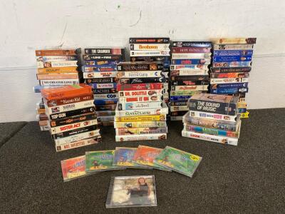 Huge Collection Of VHS Tapes Including, The Karate Kid, Top Gun, The Sound Of Music, The Little Rascals, Never Been Kissed, White Men Can&rsquo;t Jump, Forrest Gump, Flashdance, Good Will Hunting, Sleepless In Seattle And Many More Classics