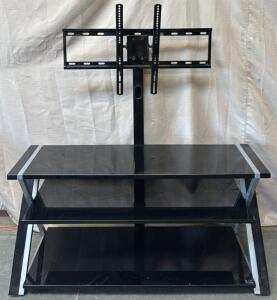 Glass TV Stand w/ TV Mount Attachment / 15&rdquo; L x 50&rdquo; W x 54&rdquo; H