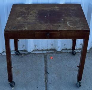 Small Vintage Desk w/ Wheels / 14&rdquo; L x 24&rdquo; W x 23&rdquo; H