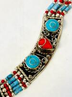 Beautiful Turquoise and Red Coral Gemstone Necklace - 4