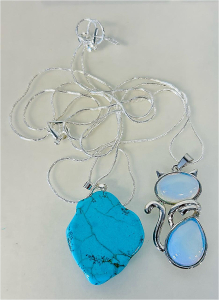 (2) Beautiful Necklaces: Freeform Turquoise and Opal Gemstone