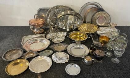 Large Collection Of Silver-Plated & Pewter Dishes & Table Articles