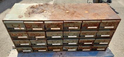 25-Drawer Metal Storage Cabinet, Rusted Finish, 48" Length