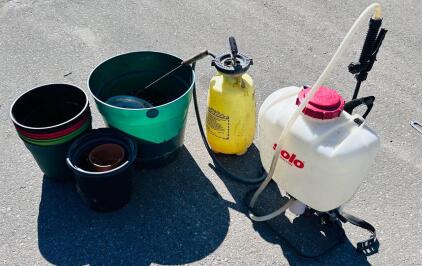 (2) Weed Sprayers and Plastic Flower Pots
