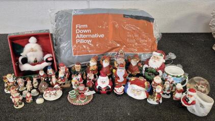 2 New Firm Down Pillows, Pants Hangers, Door Wreath Hanger, Santa Figure Decor
