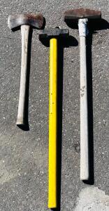 (2) Heavy Duty Sledgehammers and Double Sided Axe