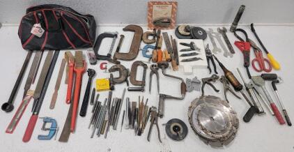 Large Vintage Tool Lot: Rasps, Clamps, Chisel, Saw Blades