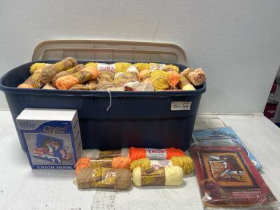 (1) Tote of assorted yarn and rug kits